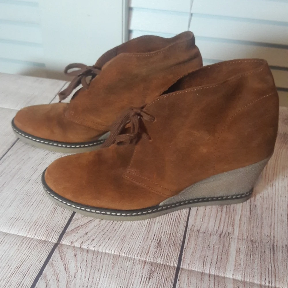 J. Crew made in Italy suede wedge booties size 7